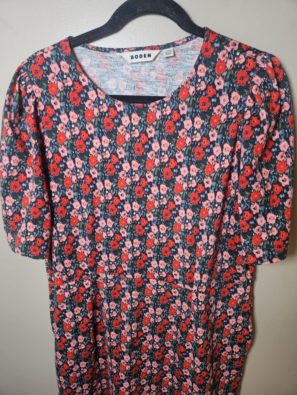 Boden Floral Sheath Cotton Midi Dress 16/18R XL Pockets Stretch Spring Summer - Picture 2 of 13